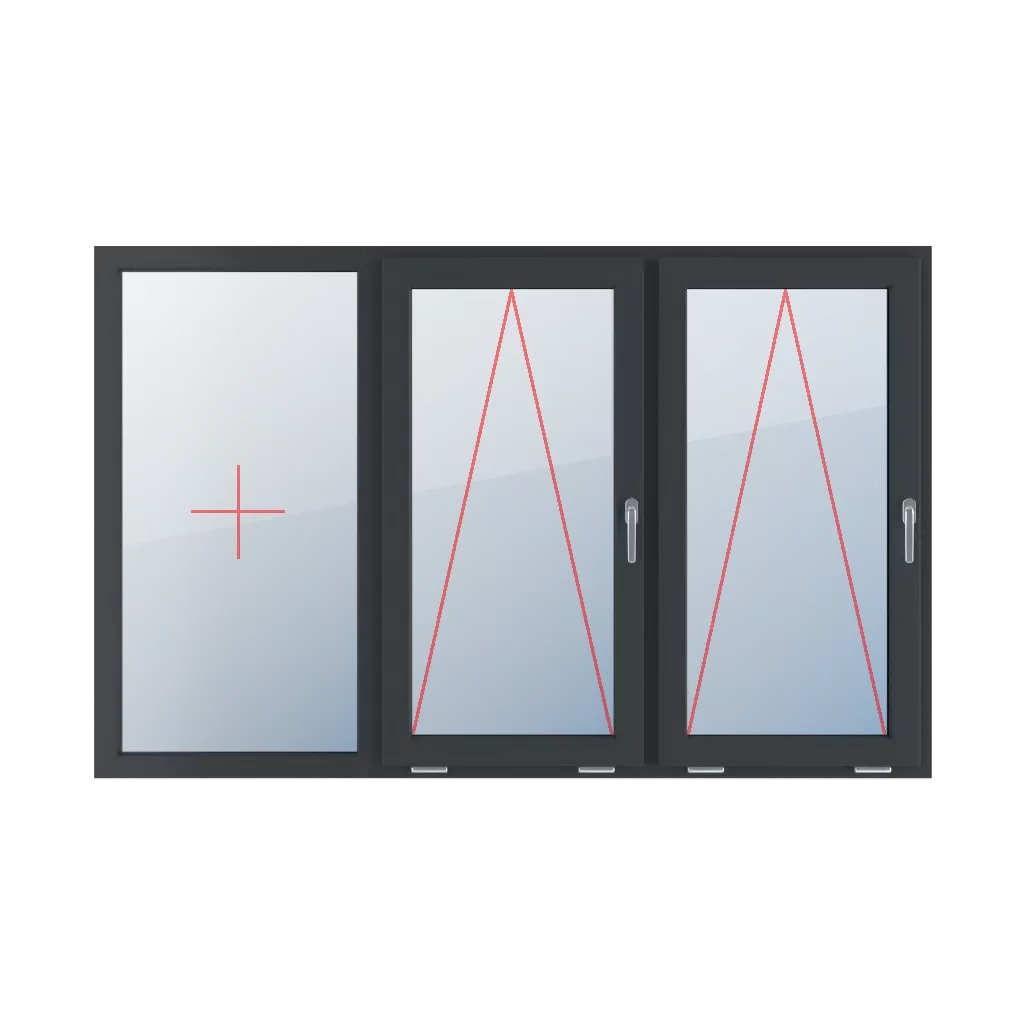 Fixed glazing in the frame, tiltable with a handle on the right side, tiltable with a handle on the right side windows types-of-windows triple-leaf symmetrical-division-horizontally-33-33-33  