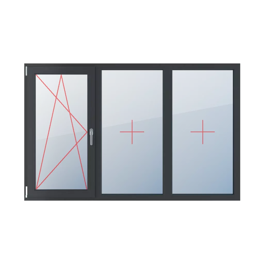 Tilt and turn left, fixed glazing in the frame windows types-of-windows triple-leaf symmetrical-division-horizontally-33-33-33  