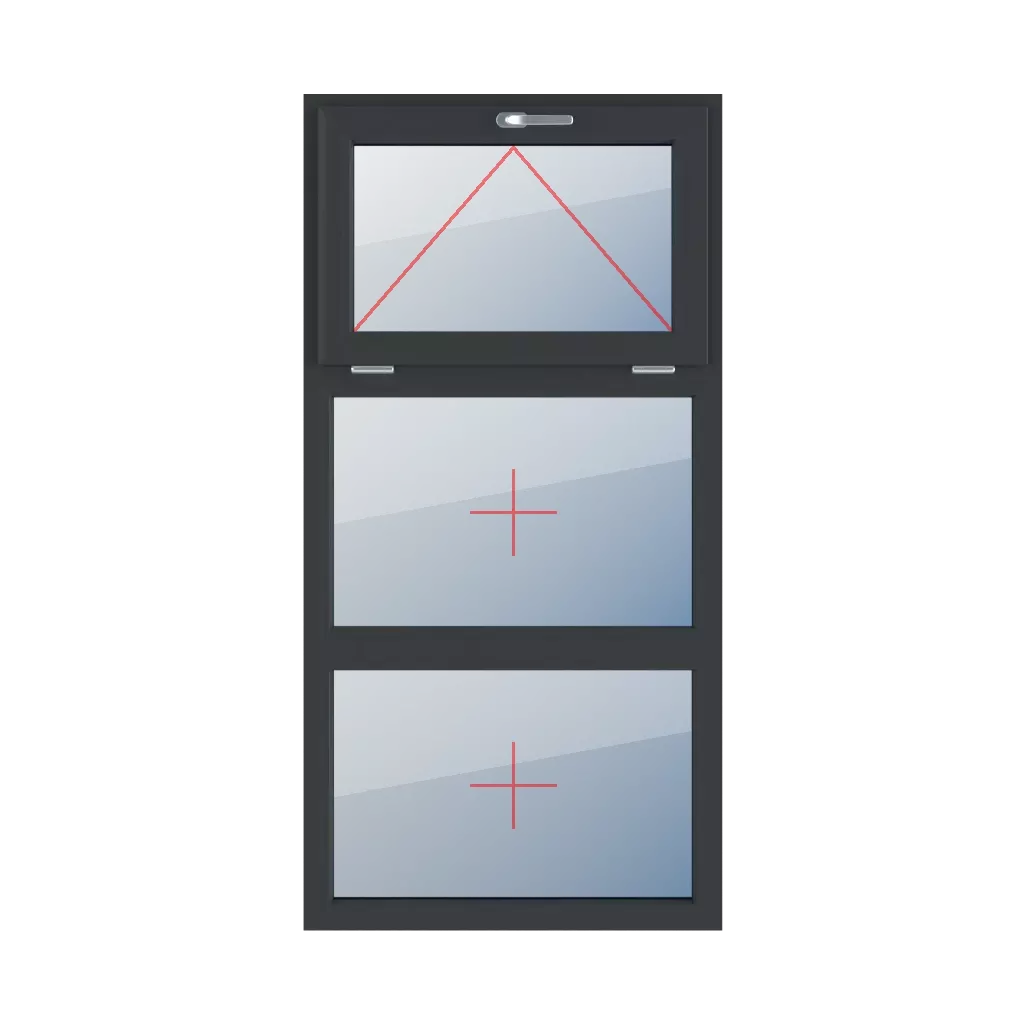 Tiltable with a handle at the top, fixed glazing in the frame windows types-of-windows triple-leaf vertical-symmetrical-division-33-33-33  