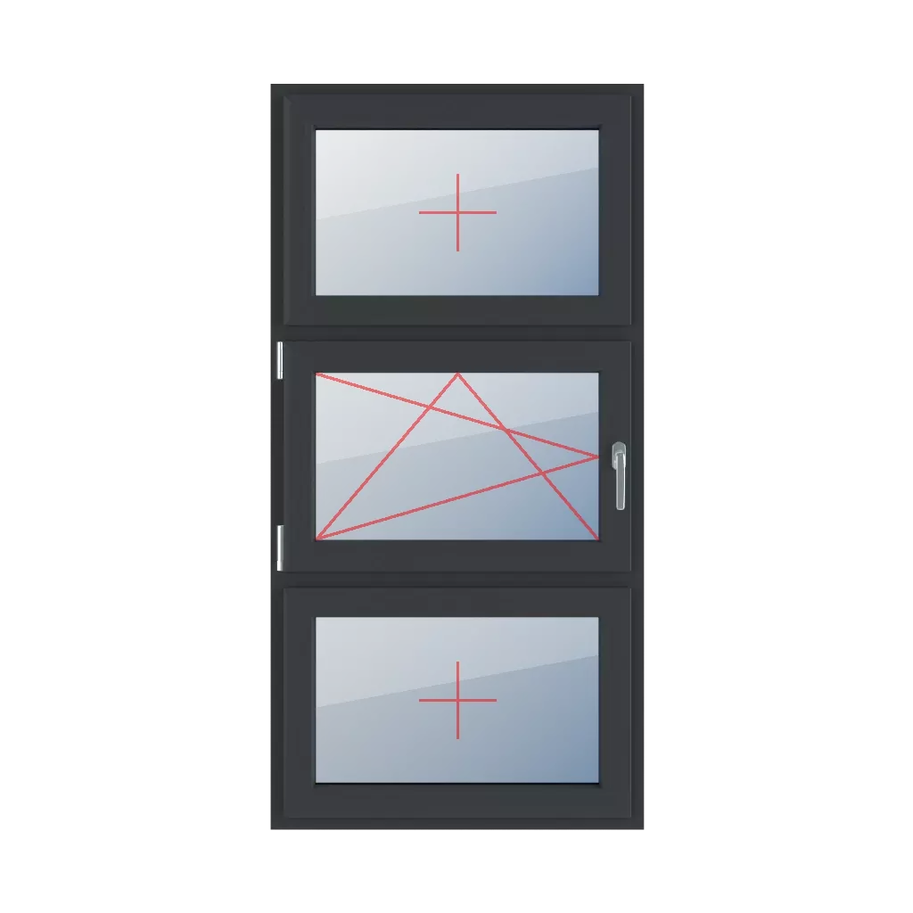 Fixed glazing in the wing, left-tilt and turn glazing, fixed glazing in the wing windows types-of-windows triple-leaf vertical-symmetrical-division-33-33-33  