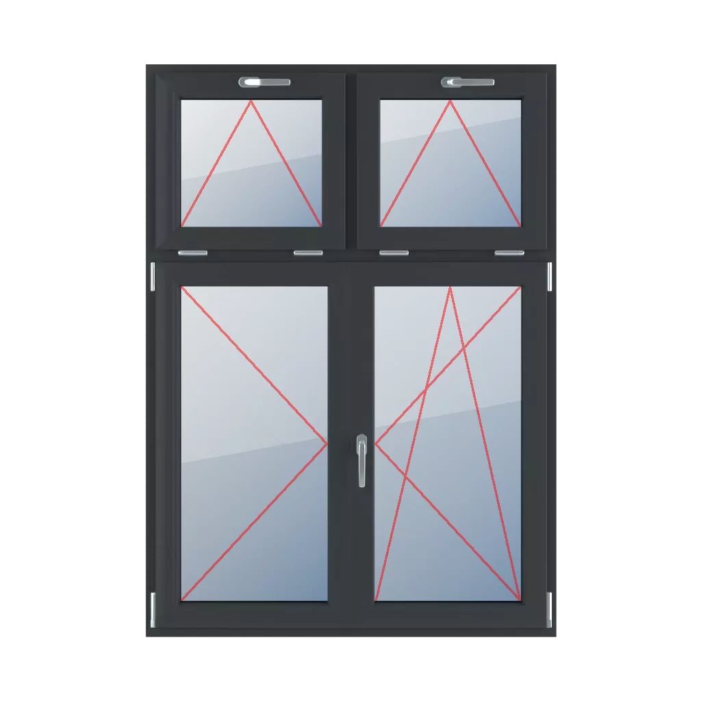 Tilt with a handle at the top, turn left, movable mullion, turn-tilt right windows types-of-windows four-leaf vertical-asymmetric-division-30-70-with-a-movable-mullion  