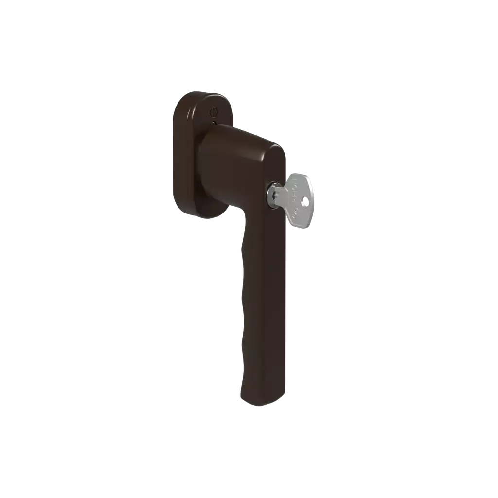 Door handle with key Hamburg brown products wooden-windows    