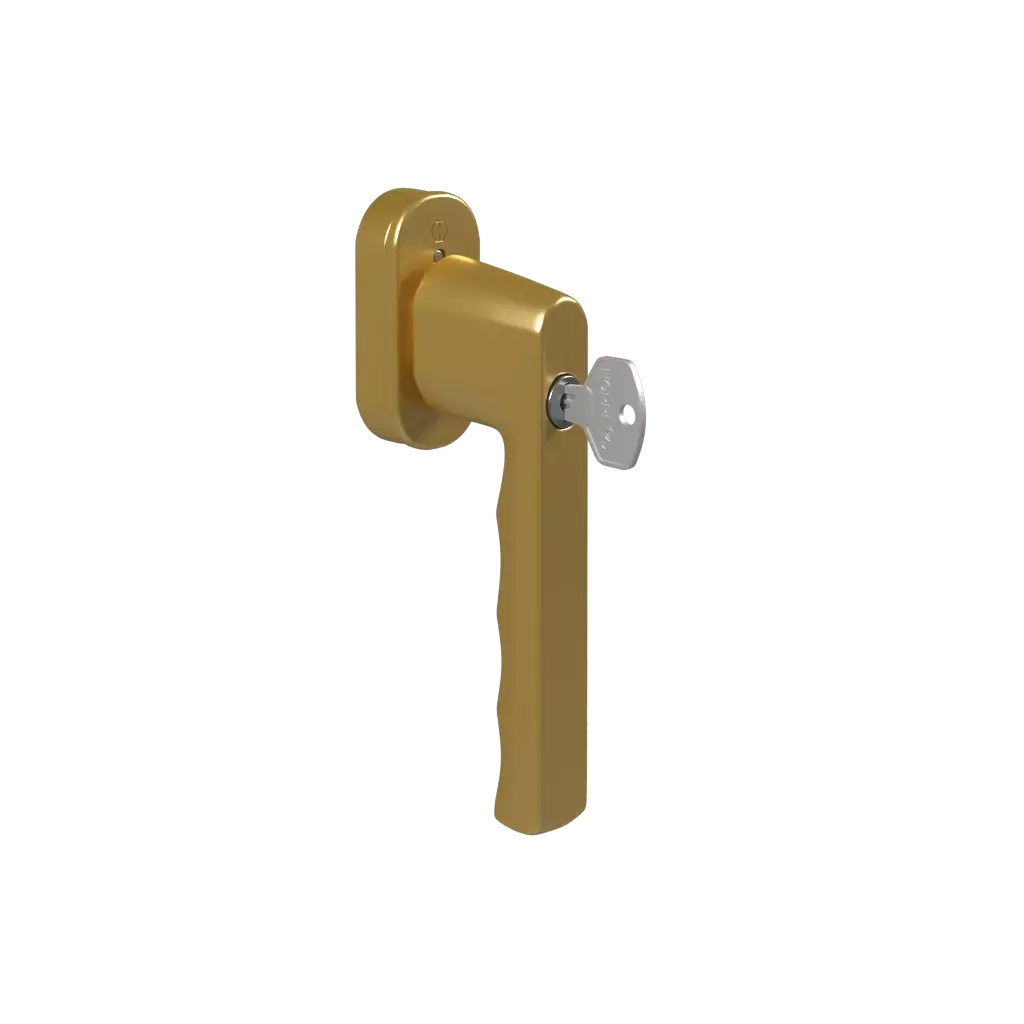 Door handle with key Hamburg old gold products wooden-windows    